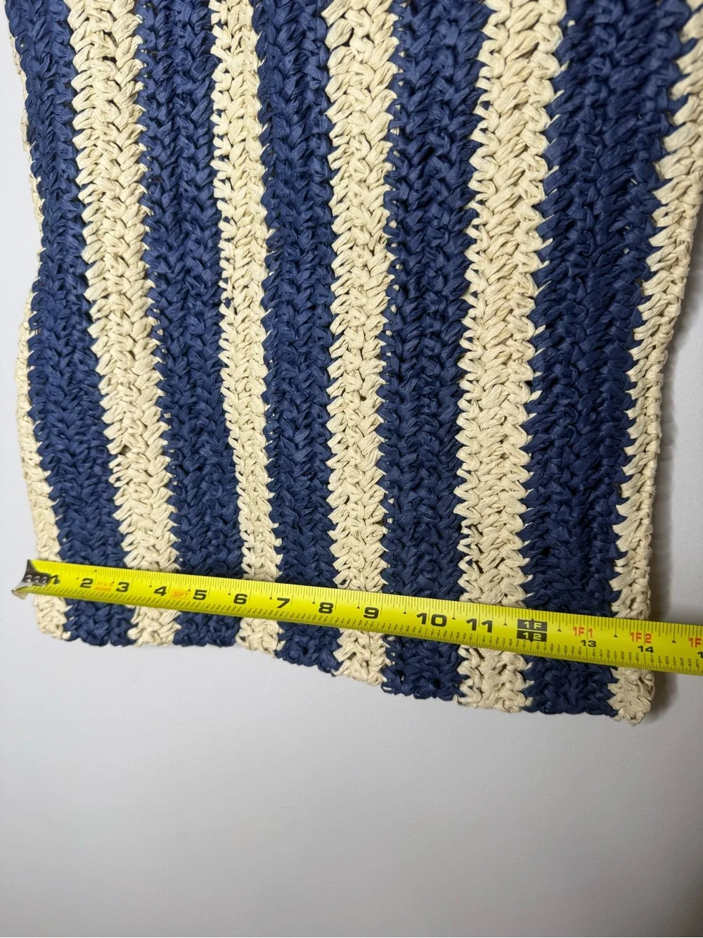 Ashland Navy and Cream Striped Crochet Shoulder Bag